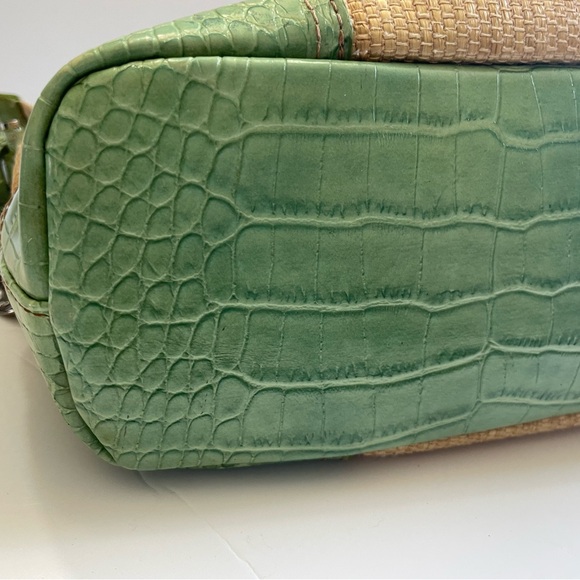 Vtg Y2K Etienne Aigner woven straw handbag with lime green vegan leather straps - Picture 16 of 16